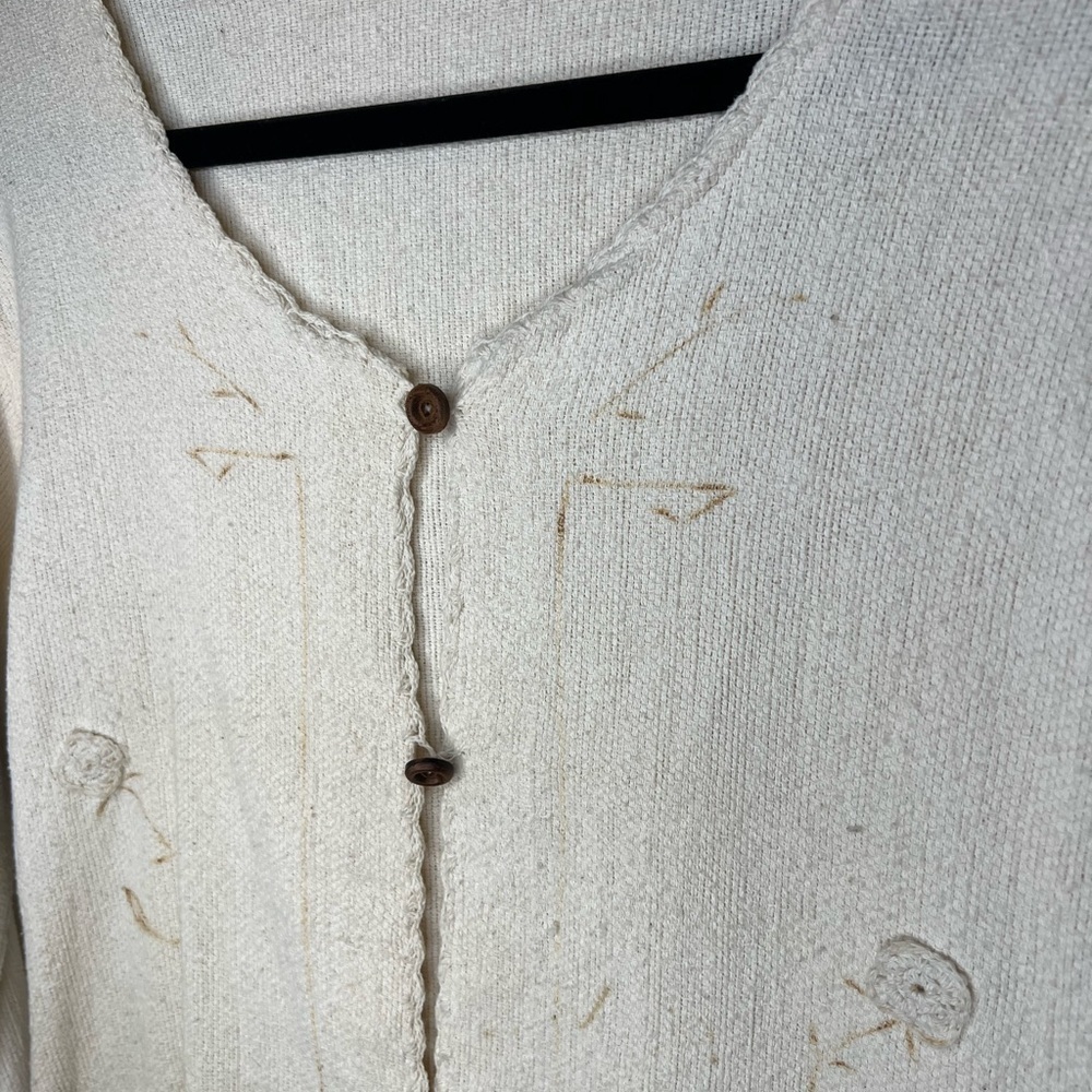 211. Vintage Boho Cream/Ivory Linen Fringed Shacket M - Picture 4 of 8